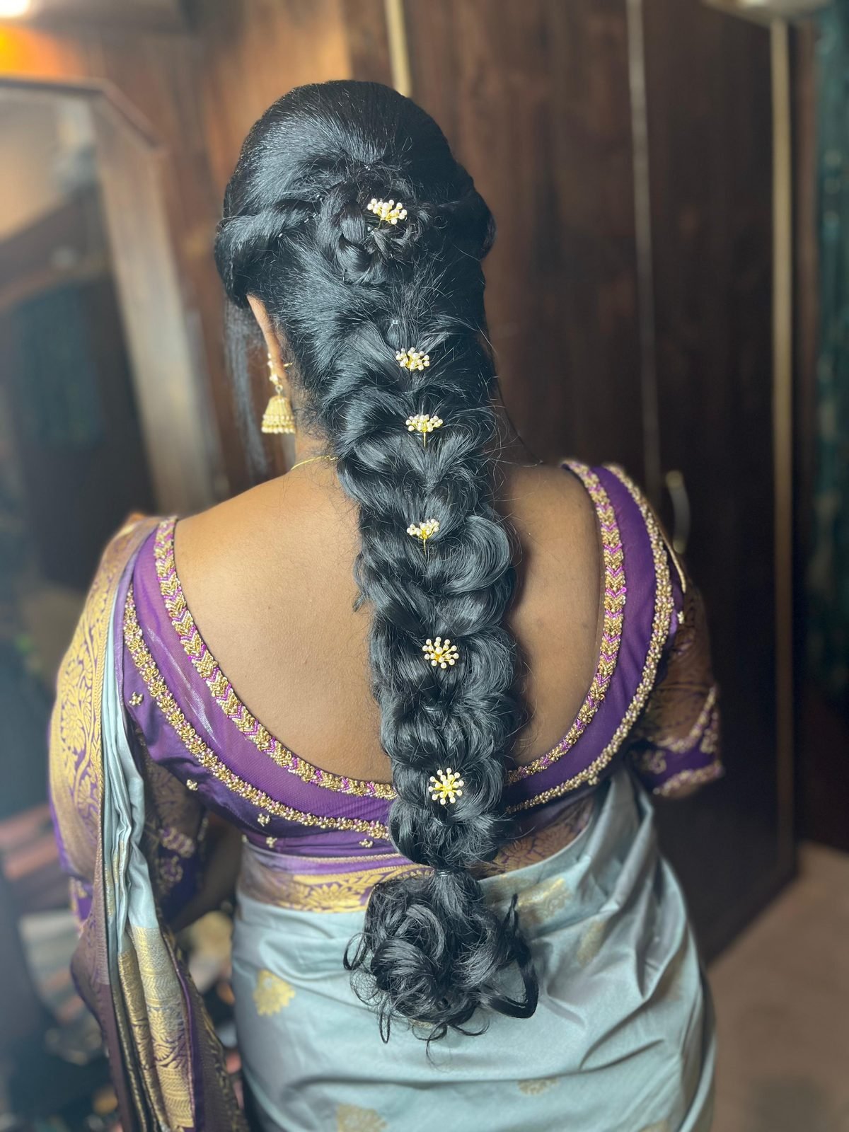 Wedding hairstyle and hair styling by Anu Rotrico, Chennai