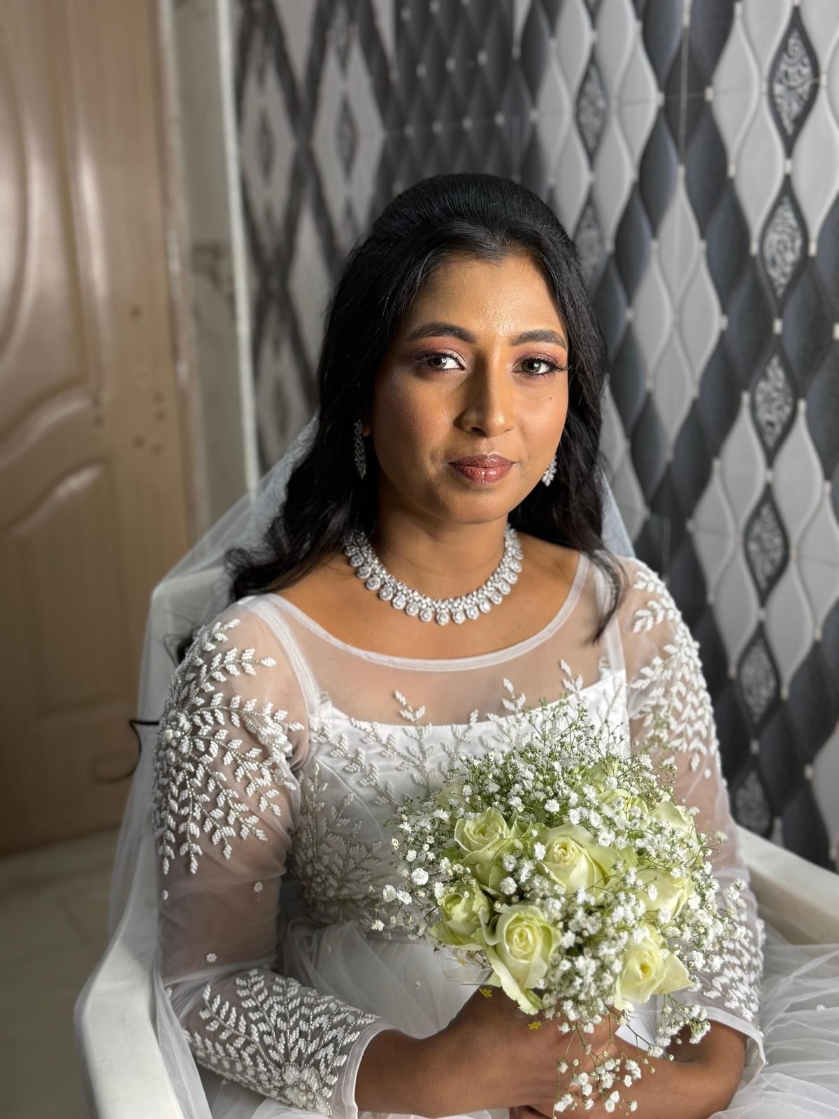 Christian wedding makeup and hair by Anu Rotrico, Chennai