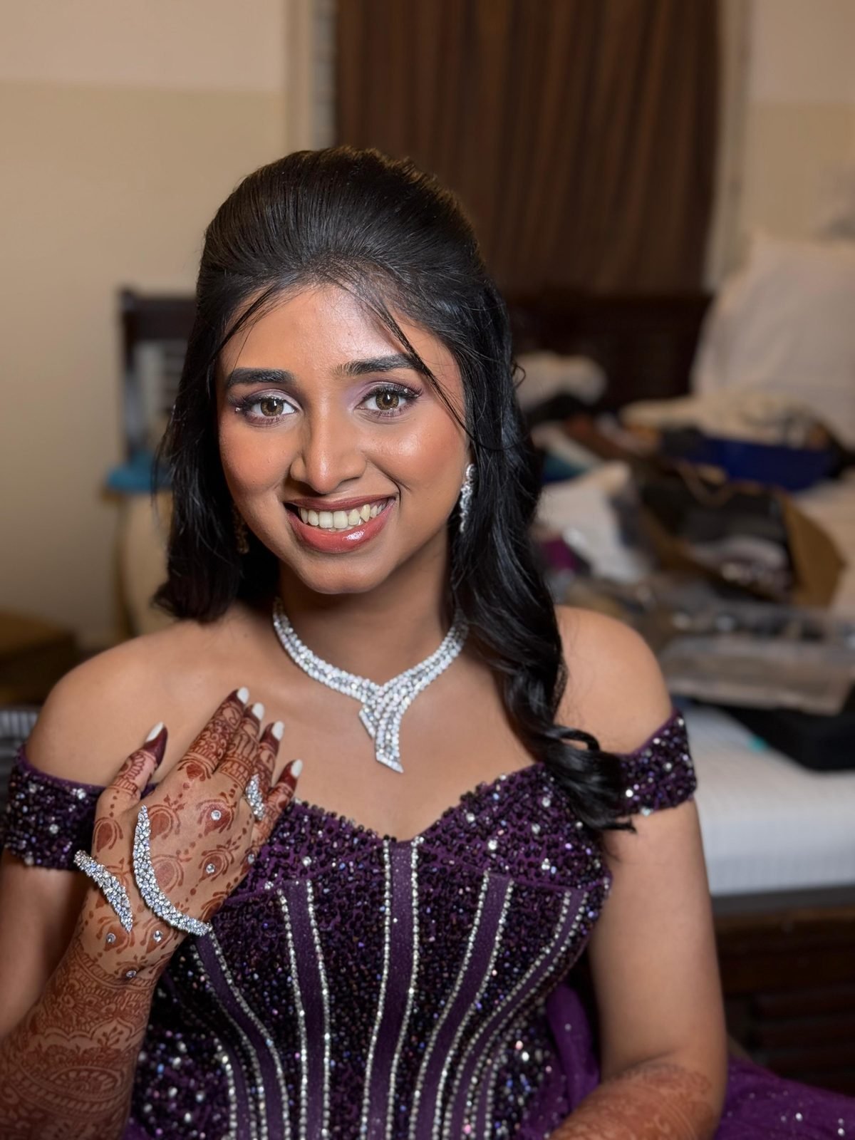 Evening reception makeup and hair by Anu Rotrico, Chennai
