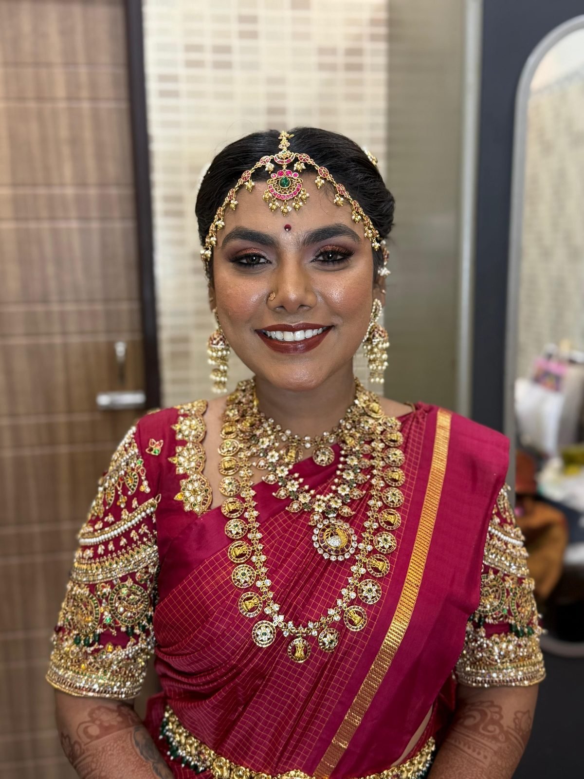 Traditional South Indian bridal makeup by Anu Rotrico, Chennai