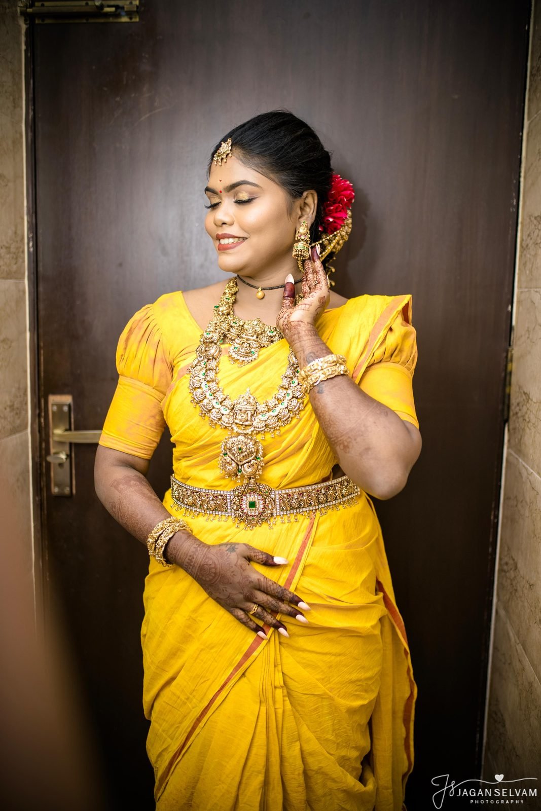 Traditional South Indian bridal makeup by Anu Rotrico, Chennai